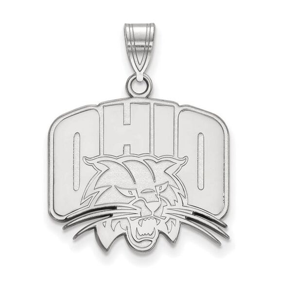 14k White Gold Ohio U. Large Logo Pendant